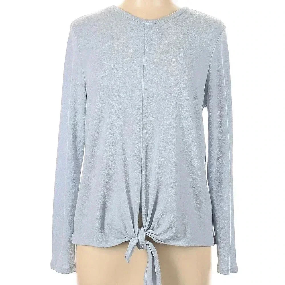 Harper Heritage Light Icy Blue Women's Crew Neck Sweater with Tie Detail size S